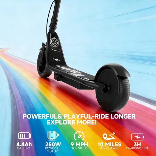 Electric Scooter for Kids - 3/6/9MPH Three Speed Modes & 10Mile Max Range, 250W Motor