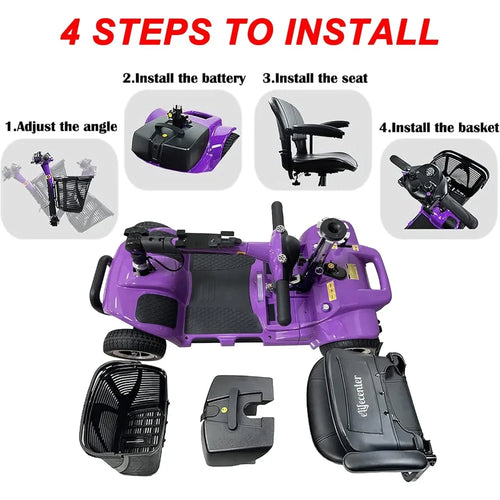 Battery Powered 4 Wheel Mobility Scooter for Seniors-Electric Scooter with Seat for Adults